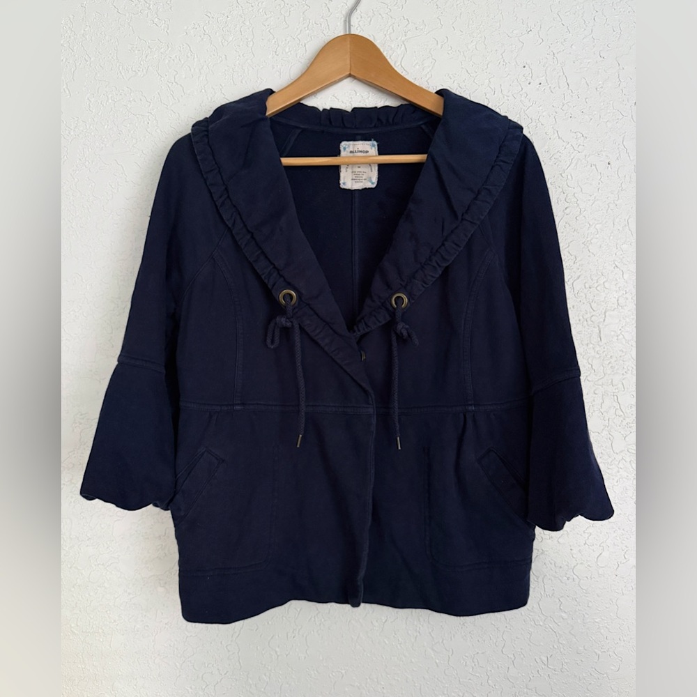 Anthropologie Allihop Navy Cropped sweatshirt jacket